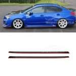 Fit 2015-2021 Subaru WRX STI Side Skirts Body and Front Bumper Lip Spoiler Set (Gloss Black & Red Trim) - Image 4