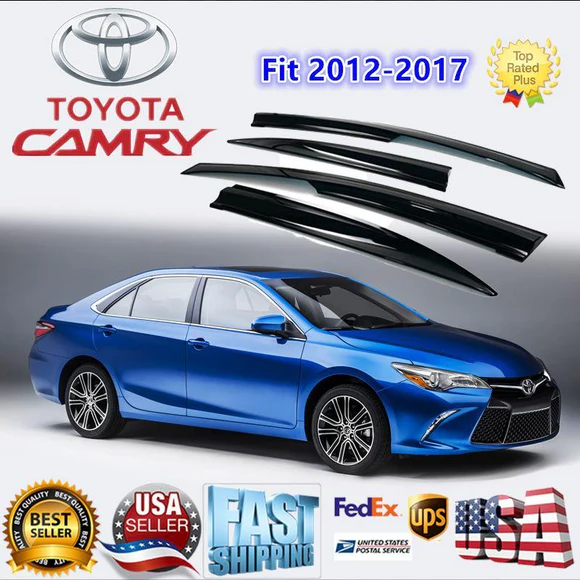Fit 2012-2017 TOYOTA CAMRY 3D Mugen Style Vent Window Visors Rain Sun Wind Guards Shade Deflectors - Image 2