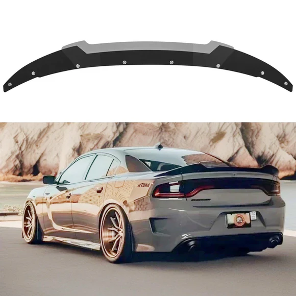Fit 2015-2023 Dodge Charger Gloss Black Rear Wickerbill Spoiler Add-on Decklid Flap - Image 1
