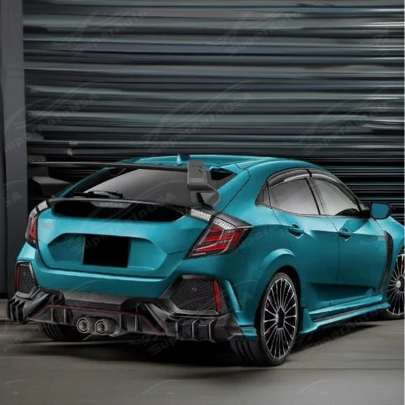 Real Carbon Fiber Rear Bumper Lower Diffuser Lip Fits Honda Civic Type R Fk 8 (5pcs) 2017-2021 - Image 4