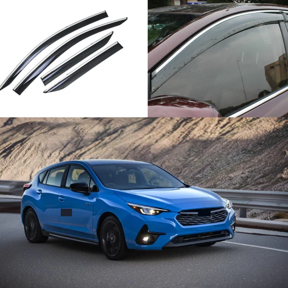 Chrome Trim Rain Guard Side Window Visor Vent Deflectors For Subaru Impreza 2017-2025 - Image 1