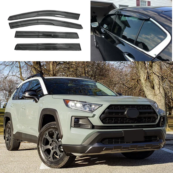 Black RAV4 3D Mugen Style Window Visors Rain Sun Wind Guards For 2019-2025 Toyota - Image 1
