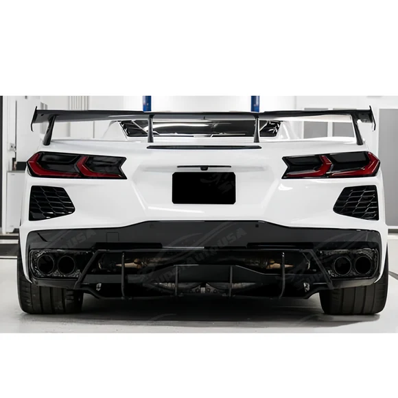 Real Carbon Fiber Rear Bumper Lower Diffuser Spoiler Fit Chevrolet Corvette (C8) 2020-2025 - Image 2