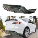 (Pre-order) Fits 2020-2025 Tesla Model Y Real Carbon Fiber Rear Bumper Diffuser W/ LED Light