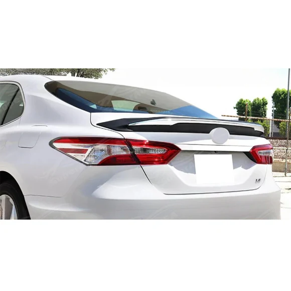 Fit 2018-2024 Toyota Camry Gloss Black with Chrome Trim Rear Trunk Spoiler Wing - Image 2