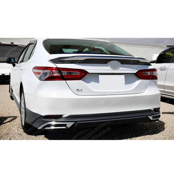 Fit 2018-2024 Toyota Camry Gloss Black with Chrome Trim Rear Trunk Spoiler Wing - Image 4