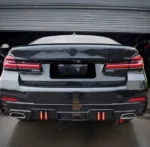 Fits 2018-2023 BMW 5 Series G30 530i 530e 540i Sedan Rear Bumper Diffuser Lips Body Kits w/ LED Light - Image 4