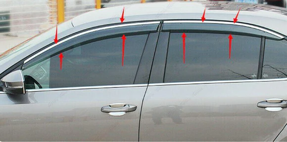 Fit 2018-2024 Toyota Camry Clip-On Chrome Trim Vent Window Visors Rain Sun Wind Guards Shade Deflectors - Image 4
