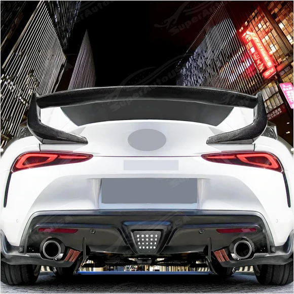 Fits 2020-2025 Toyota GR Supra Real Carbon Fiber Rear Trunk Lip Spoiler Wing - Image 2