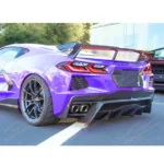 Fits Chevrolet Corvette C8 2020-2025 Shark Fin Style Gloss Black Rear Bumper Diffuser - Image 2