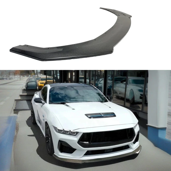 2024_Ford_Mustang_Real_Carbon_Fiber_Front_Lip_by_SuperAutoUSA.webp Fits Ford Mustang 2024-2025 Real Carbon Fiber Front Splitter Lip Spoiler (1pc) - Image 1