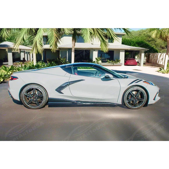 Fits 2020-2025 Chevrolet Corvette C8 Gloss Black 5VM Side Body Skirts - Image 2