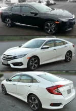 Fit 2016-2020 Honda Civic Clip-On Chrome Trim Vent Window Visors Rain Sun Wind Guards Shade Deflectors - Image 2