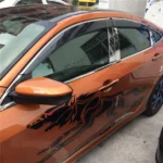 Fit 2016-2020 Honda Civic Clip-On Chrome Trim Vent Window Visors Rain Sun Wind Guards Shade Deflectors - Image 4