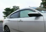 Fit 2016-2020 Honda Civic Clip-On Chrome Trim Vent Window Visors Rain Sun Wind Guards Shade Deflectors - Image 3