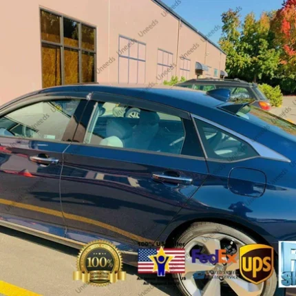 Fit 2018-2023 Honda Accord Out-Channel Vent Window Visors Rain Sun Wind Guards Shade Deflectors