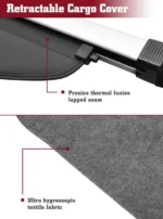 For Hyundai Santa Fe 2019-2021 Luggage Rear Trunk Retractable Tonneau Cargo Cover and Free Net (Black) - Image 8