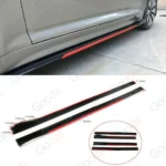 Fit Honda Side Skirts Extension Panel Splitters 94'' Body (Gloss Black with Red Trim) - Image 3