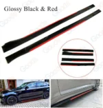 Fit Honda Side Skirts Extension Panel Splitters 94'' Body (Gloss Black with Red Trim) - Image 4