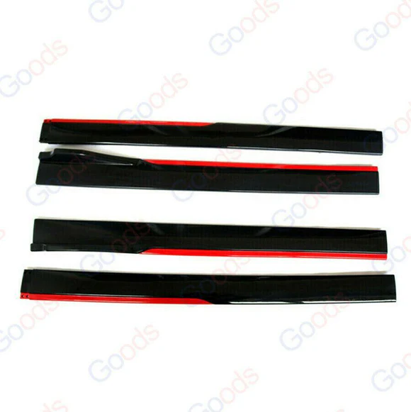 224337607089-6.webp Fit Honda Side Skirts Extension Panel Splitters 94'' Body (Gloss Black with Red Trim) - Image 8