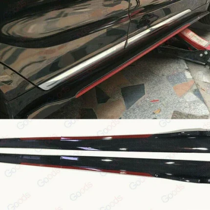Fit Honda Side Skirts Extension Panel Splitters 94'' (Carbon Fiber Style with Red Trim)