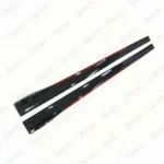 Fit Honda Side Skirts Extension Panel Splitters 94'' (Carbon Fiber Style with Red Trim) - Image 2