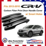 Fit 2012-2016 Honda CR-V CRV Driver Passenger Side Door Handle Covers Trim (Carbon Fiber Print, Smart Holes) - Image 3