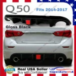 Fits 2014-2017 Infiniti Q50 Rear Spoiler Lower Diffuser with LED Light (Gloss Black) - Image 4