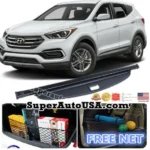For Hyundai Santa Fe Sport 2017-2018 Luggage Rear Trunk Retractable Tonneau Cargo Cover and Free Net (Black) - Image 3