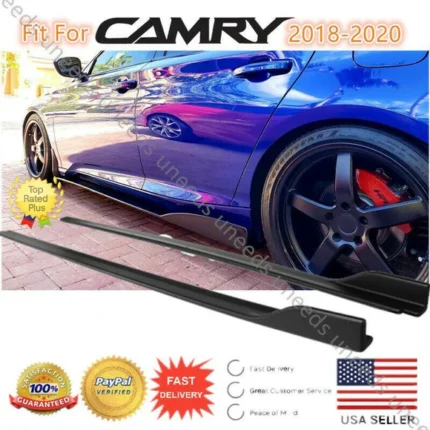 Fits 2018-2023 Toyota Camry Set of 2 Side Body Skirts Extensions Gloss Black