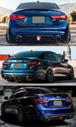 Fits 2018-2021 Infiniti Q50 Rear Bumper Spoiler Diffuser (Gloss Black) - Image 2