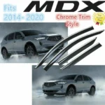 Fit 2014-2021 Acura MDX Clip-On Chrome Trim Vent Window Visors Rain Sun Wind Guards Shade Deflectors - Image 2