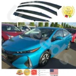 Fit 2016-2021 Toyota Prius / Prime Clip-On Chrome Trim Vent Window Visors Rain Sun Wind Guards Shade Deflectors - Image 5
