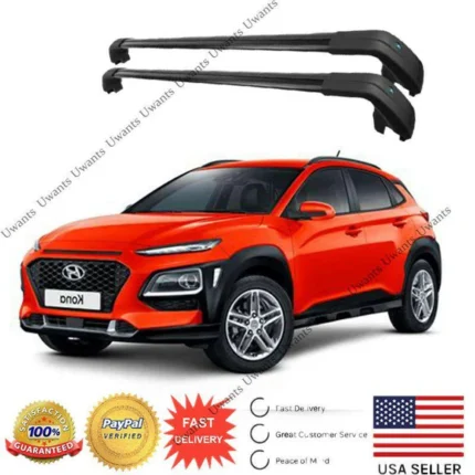 For Hyundai Kona 2018-2021 Top Roof Rack Sliver Baggage Luggage Cross Bar Crossbar (Black)