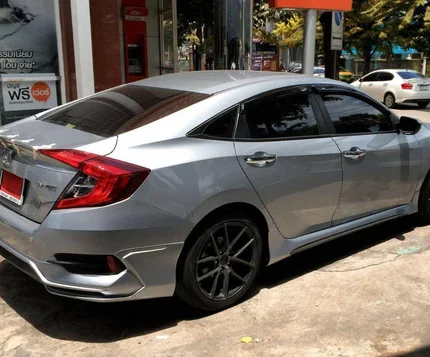 Fit 2016-21 Honda Civic Sedan 4Door MOD Style Side Body Skirts (Unpainted Matte Black)