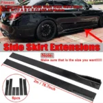 Fit BMW Side Skirt Extensions Splitters Lip Polypropylene 78.7"/2m (Gloss Black) - Image 3