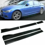 Fit BMW Side Skirt Extensions Splitters Lip Polypropylene 78.7"/2m (Gloss Black)