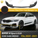 Fit 2021-2023 BMW G30 5 Series M Sport Front Bumper Lip Splitter (Carbon Fiber Print) - Image 3