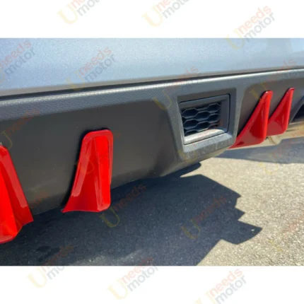 Fits 2015-2021 Subaru WRX STI 4th Sedan RED Rear Diffuser Shark Fins (Red)
