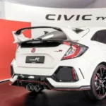 Fits 2017-2021 Honda Civic Hatchback Type R Style Rear Bumper Lip Spoiler Diffuser (Glossy Carbon Fiber Print Red) - Image 3