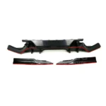Fits 2017-2021 Honda Civic Hatchback Type R Style Rear Bumper Lip Spoiler Diffuser (Glossy Carbon Fiber Print Red) - Image 2