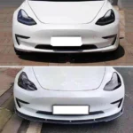 Fit 2017-2020 Tesla Model 3 Front Bumper Lip Splitter Chin (Gloss Black) - Image 3