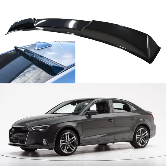 A3wspa.webp Fits 2013-2020 Audi A3 ABS Gloss Black Rear Roof Window Visor Spoiler Wing - Image 1
