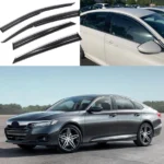 Fit 2018-2023 Honda Accord 3D Wavy Style Chrome Trim Vent Window Visors Rain Sun Wind Guards Shade Deflectors