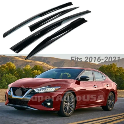 Fit 2016-2023 Nissan Maxima 3D MUGEN Style Vent Window Visors Rain Sun Wind Guards Shade Deflectors