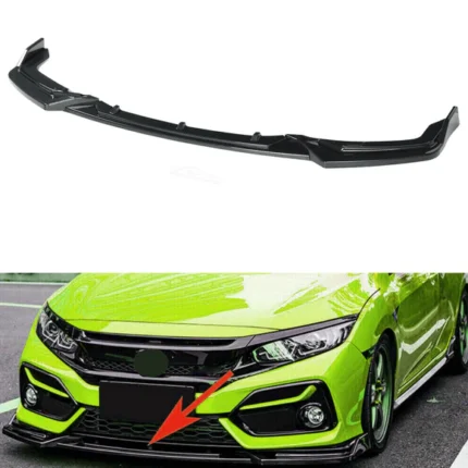 Fits 2017-2021 Honda CIVIC Hatchback Si Front Bumper Lip Spoiler (Carbon Fiber Print)