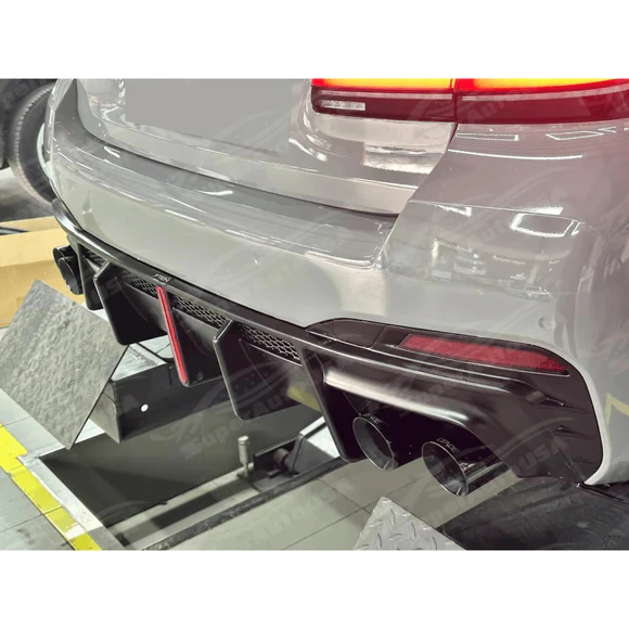 Fits 2017-2023 BMW 530i 540i Sedan 5 Series Rear Bumper Diffuser Lips Body Kits w/ LED Light - Image 9