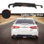 Fit 2018-2023 Toyota Camry Rear Bumper Lower Diffuser Spoiler with LED Light (Carbon Fiber Print) - Image 8