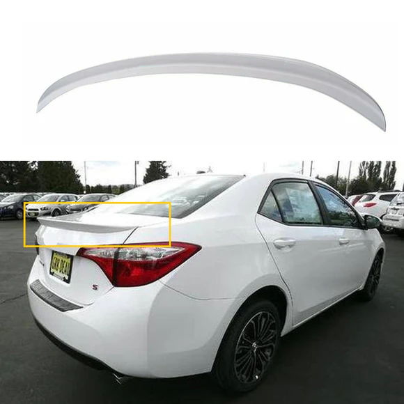COR14-WSP-WHITE.webp Fit 2014-2019 Toyota Corolla OE Style Rear Trunk Wing Spoiler Primed (Super White) - Image 1