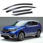 Fit 2017-2021 Honda CRV Clip-On Chrome Trim Vent Window Visors Rain Sun Wind Guards Shade Deflectors